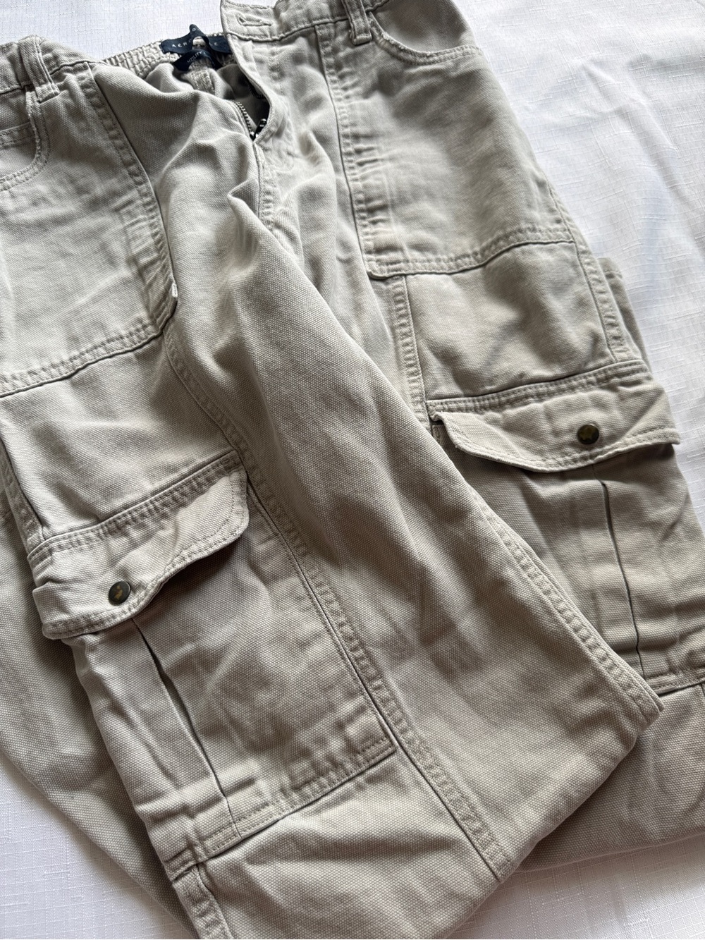 Aéropostale Utility Cargo Pants Tan Beige 100% Cotton Y2K 2000s Size Small - Picture 6 of 8